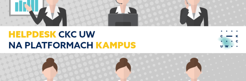 Logo CKC UW i tekst: Helpdesk CKC UW na platformach Kampus